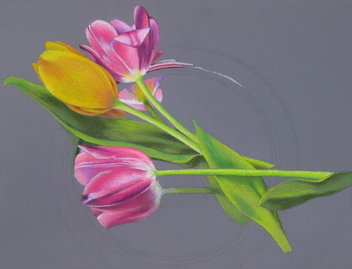 kjf design tulips on pastelbord