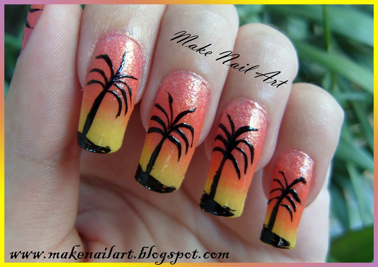 6. Palm Tree Sunset Nails - wide 4