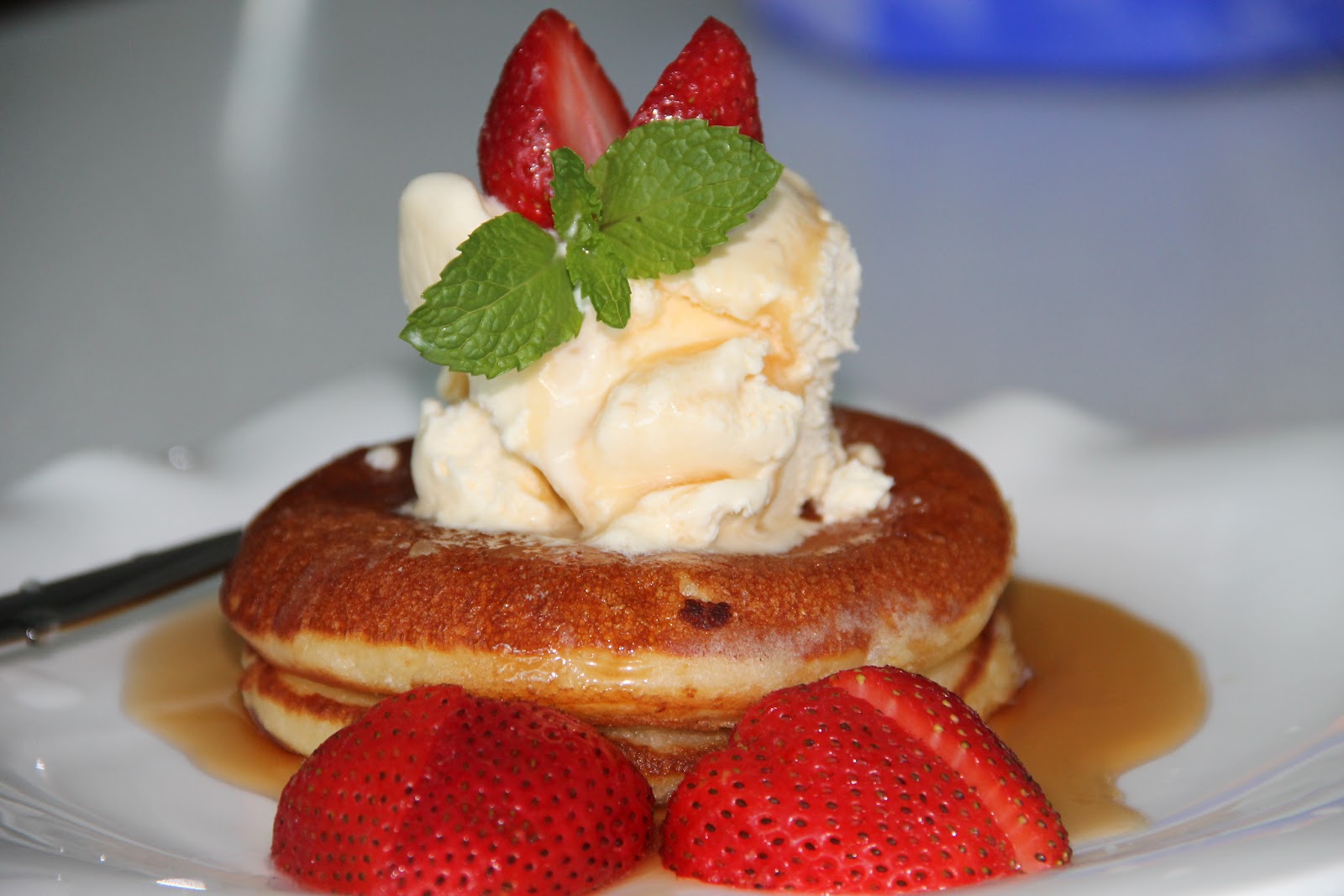 ICookUMakan Strawberry Pancake with Ice Cream