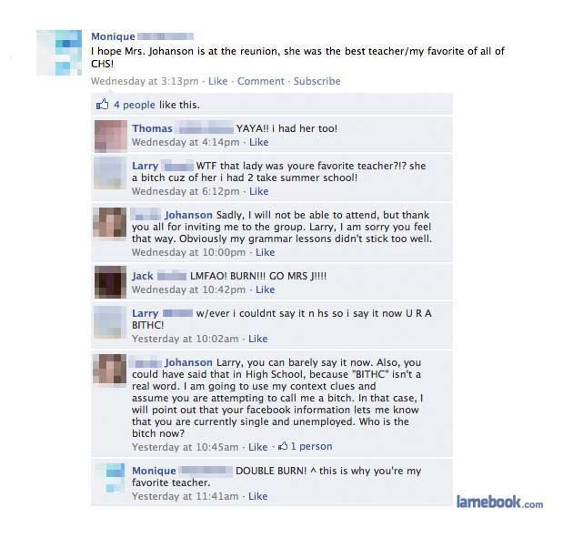 No Milk Please SideBar: Former Teacher burns student on FB
