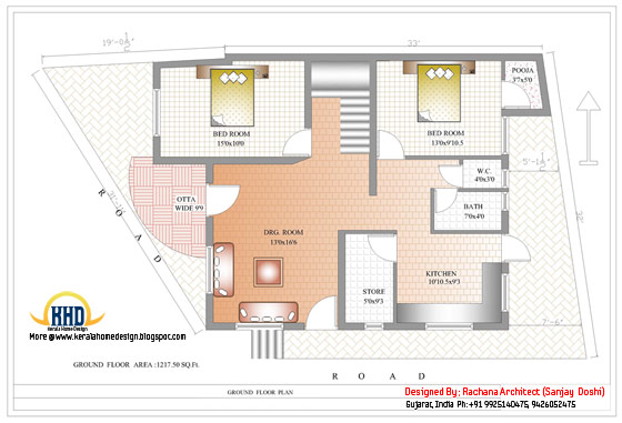 India house plan - Ground floor plan - 2435 Sq.Ft.