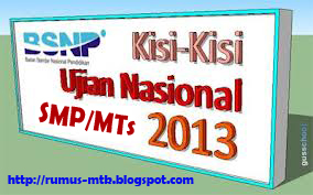 Kisi - Kisi dan Prediksi Soal Ujian Nasional SMP / MTs Tahun 2013