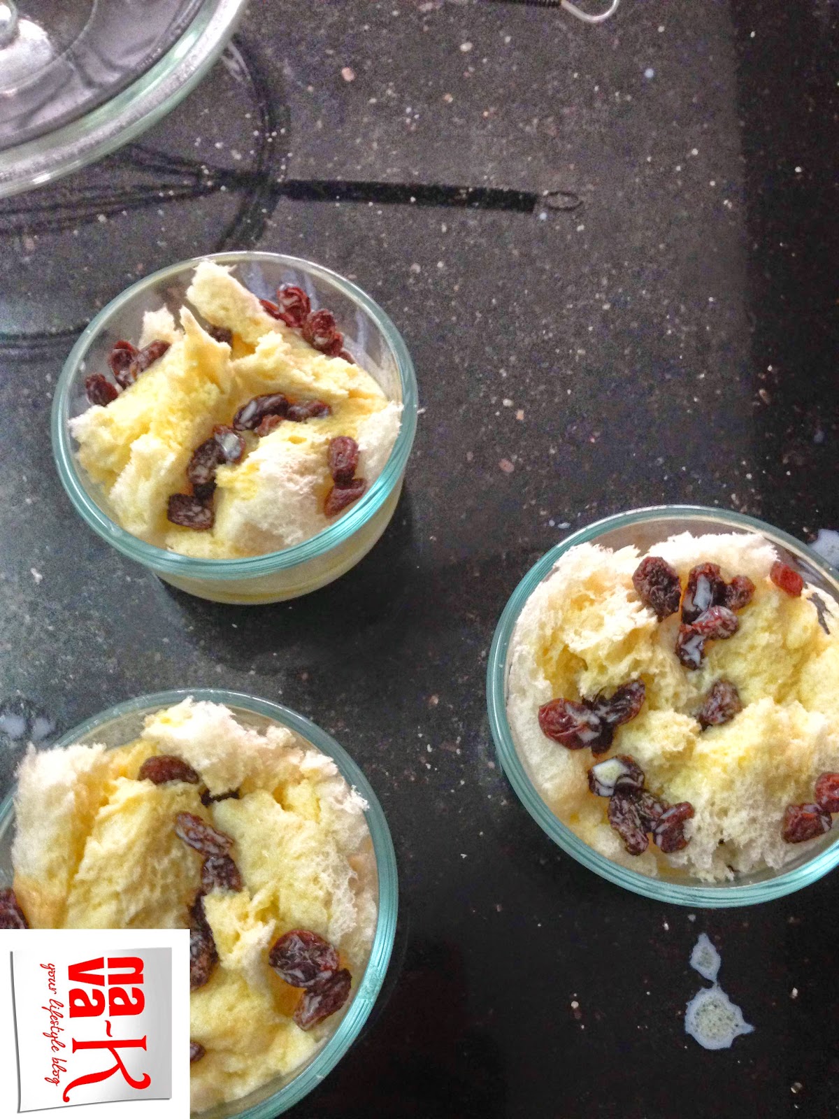 navak Peach Raisin Bread Pudding (Eggless)