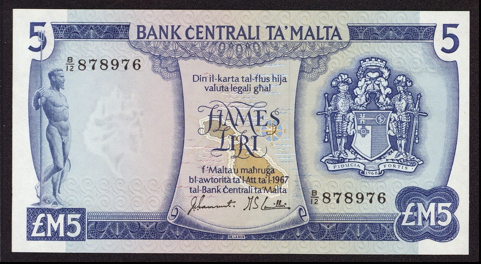 Malta 5 Maltese Lira banknote 1973World Banknotes & Coins Pictures