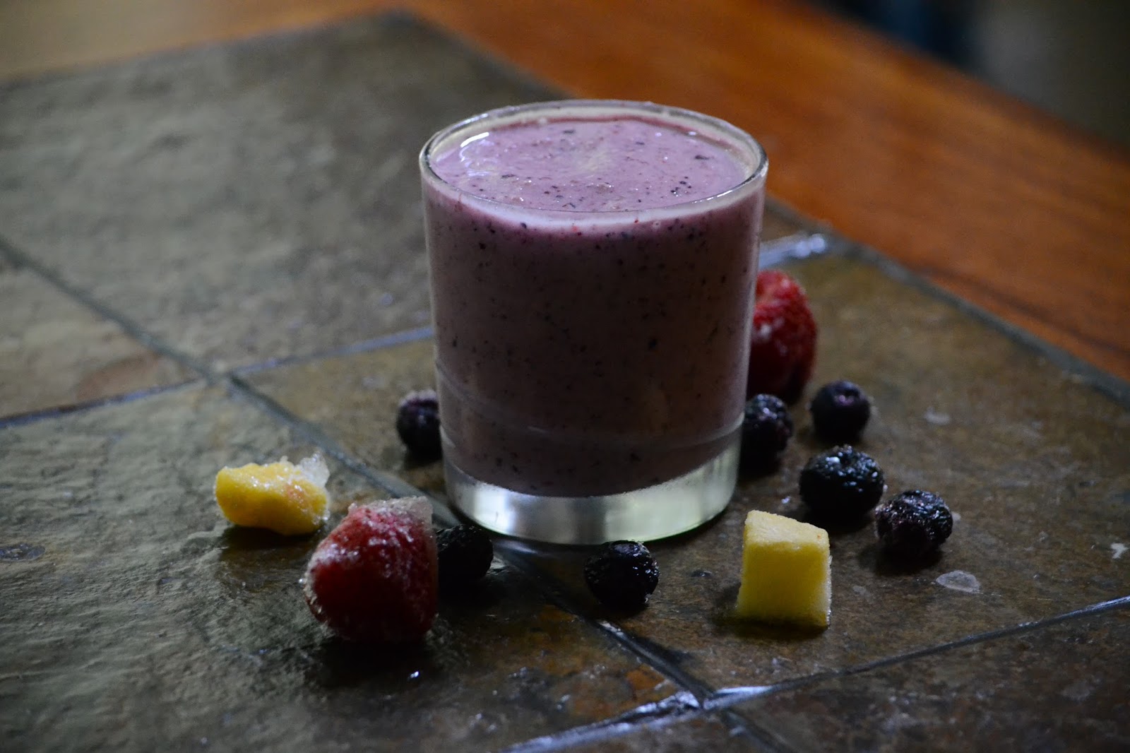 We Run For Food Strawberry Mango Smoothies with Blueberries