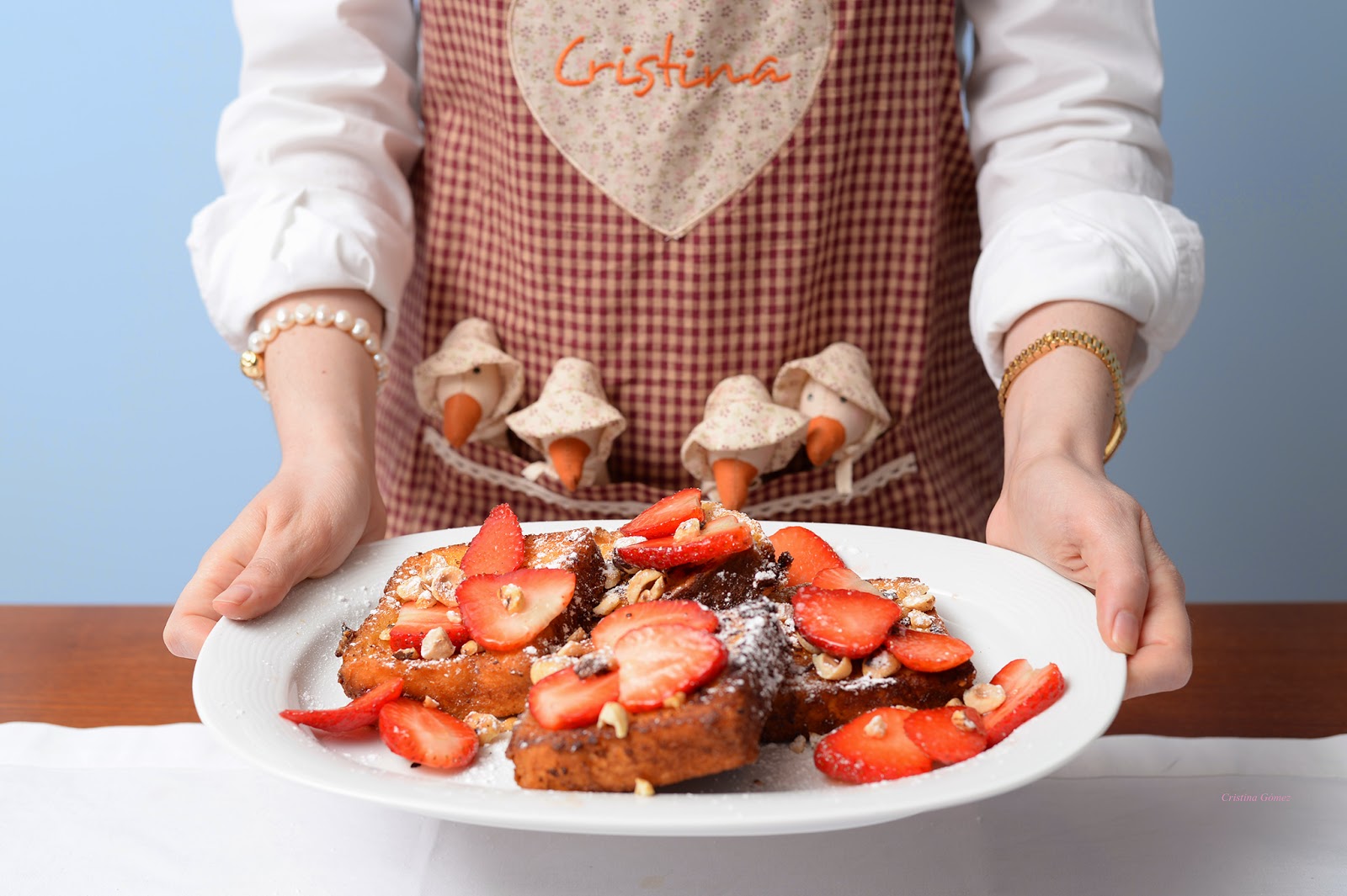 Custard-Battered French Toast with Hazelnuts & Strawberries recipe