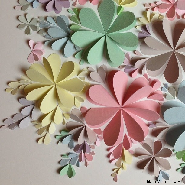 DIY Easy Paper Heart Flower Wall Art - DIY Craft Projects
