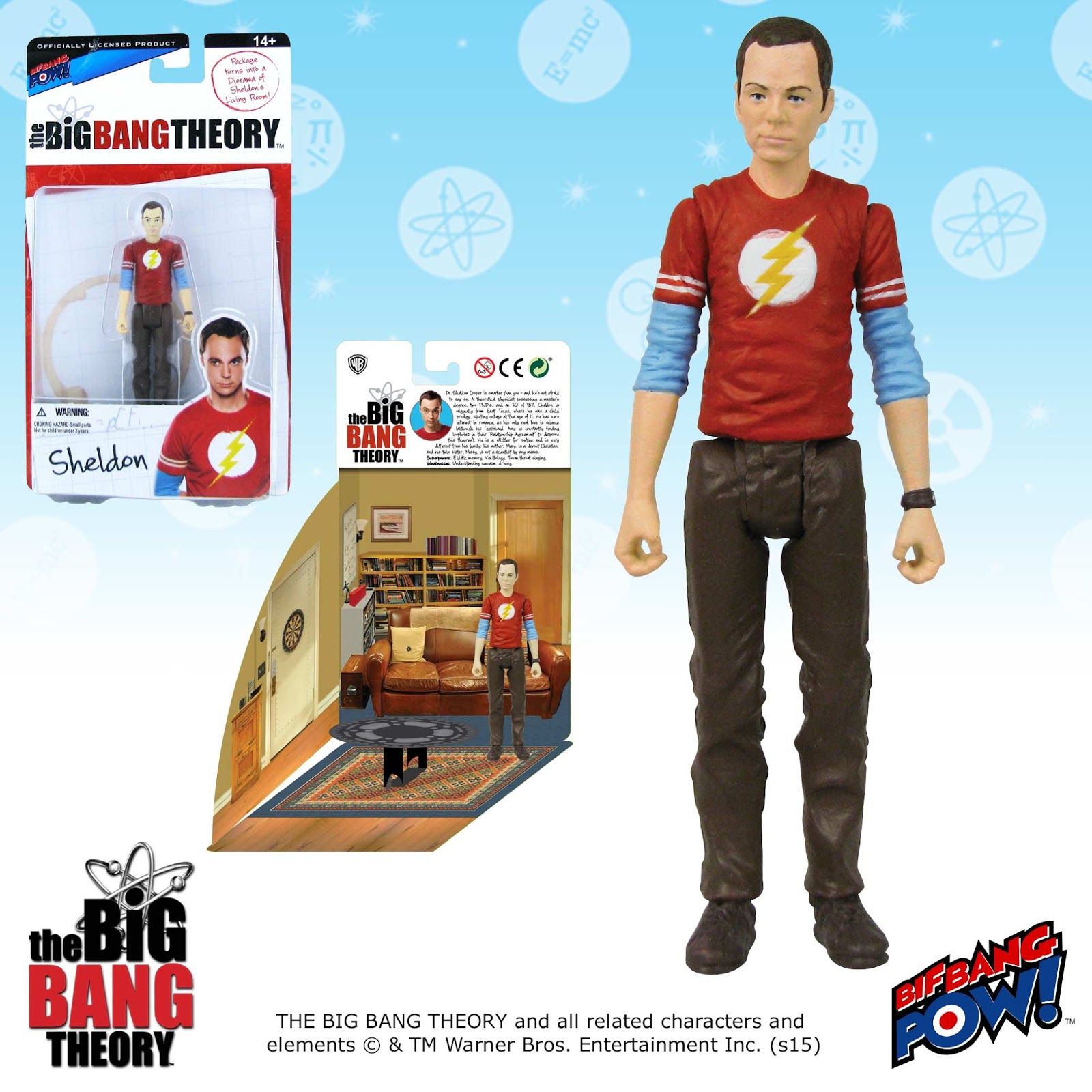 Big Bang Theory Sheldon in Flash shirt 3 3//4 figure Bif Bang Pow UK