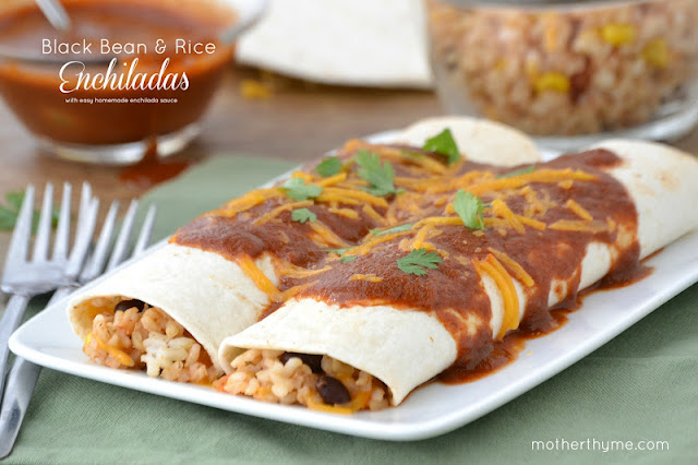 Black Bean and Rice Enchiladas and Homemade Enchilada Sauce