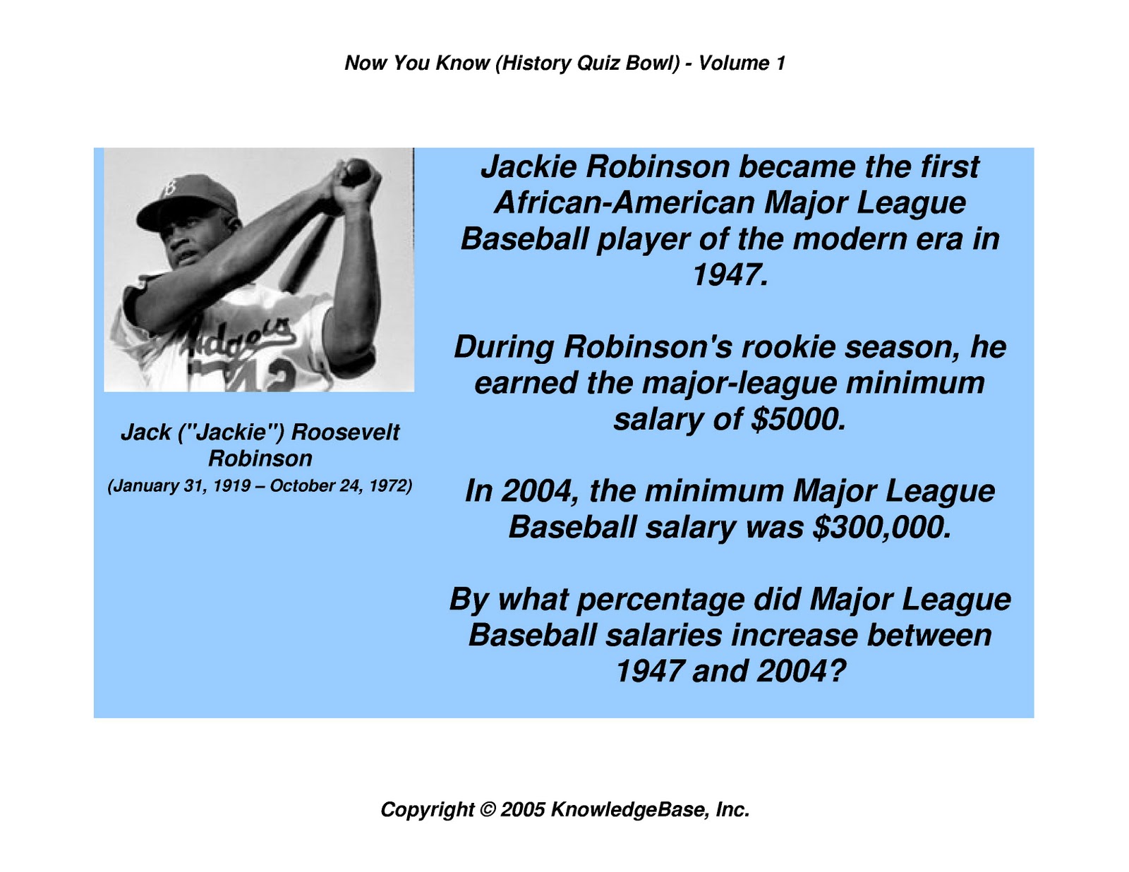 "Now You Know" History Quiz Bowl Posters (Volume 1) PERFECT for Black