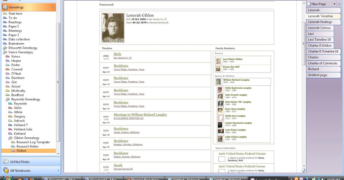 using onenote for genealogy