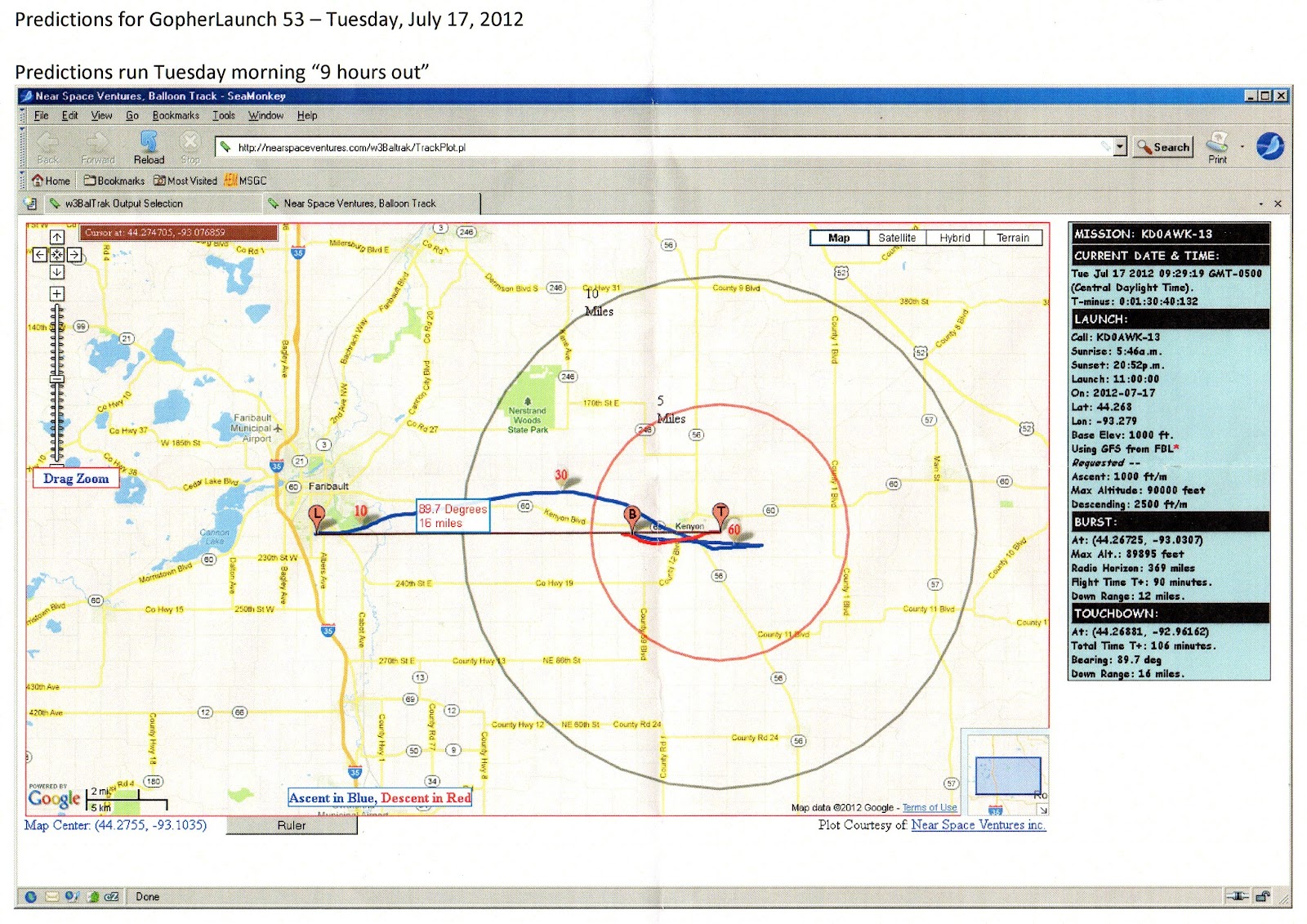 here is the forecasted balloon path and the actual balloon path as reported via live gps coordinates transmitted from the balloon by ham radio transmitter here is the forecasted balloon path and the actual balloon path as reported via live gps coordinates transmitted from the balloon by ham radio transmitter