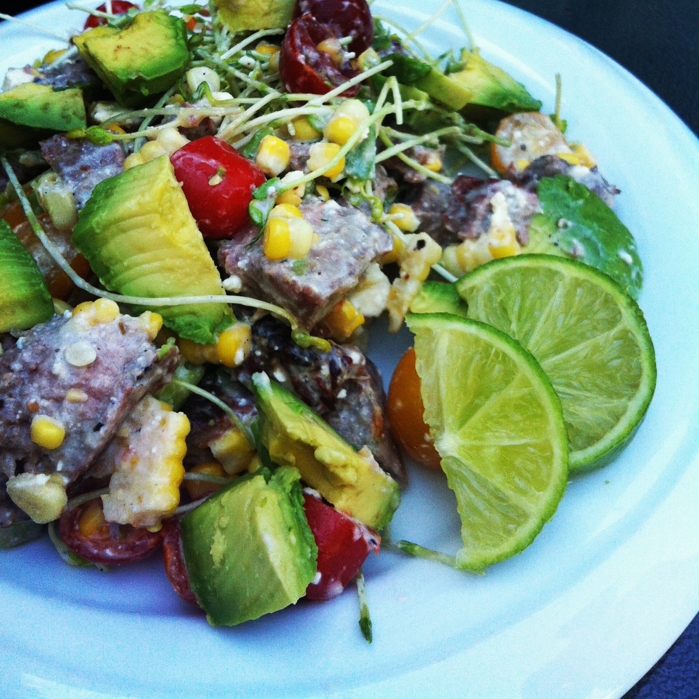 Run.Love.Pug. Steak, Sweet Corn & Avocado Salad