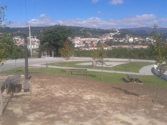 Zona verde e castanha do parque