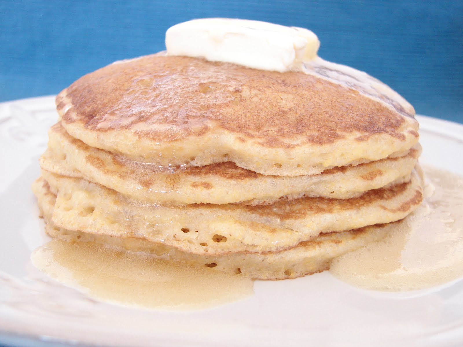 The Royal Cook Corn Bread Pancakes with Honey Butter Syrup