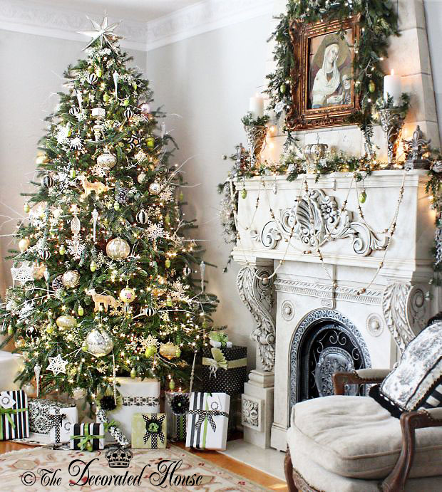 The Decorated House :: Christmas White and Silver with Black and Green Accents