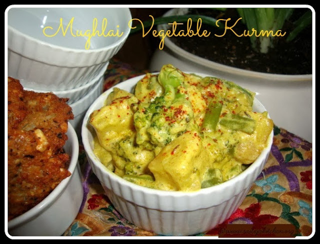 image of Mughlai Vegetable Kurma Recipe / Mughlai Vegetable Korma Recipe / Vegetable Kurma Mughlai Style