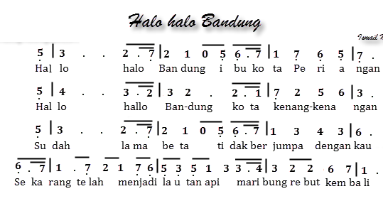 Not Angka Lagu Pianika Halo Halo Bandung Not Lagu Angka Pianika