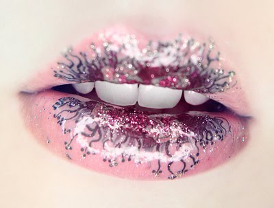 French Rose Lip Art Makeup with Prints
