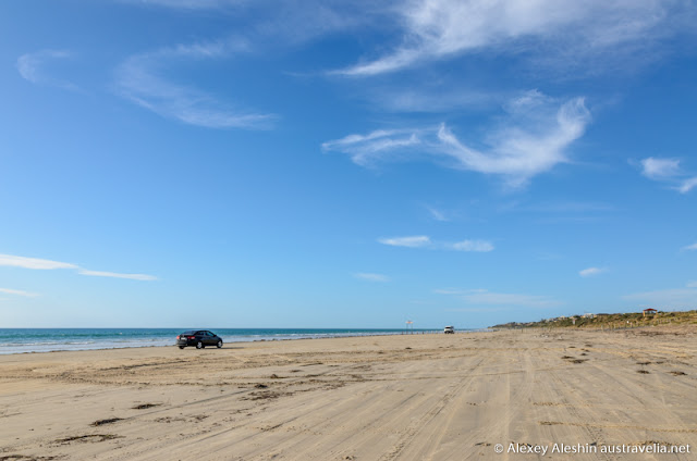 Busy traffic on sand of Sellicks Beach, South Austraila Busy traffic on sand of Sellicks Beach, South Austraila