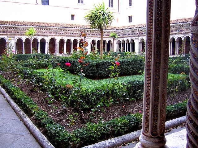 Peaceful garden still maintained by the monks of the St. Paul Monastery, Italy Peaceful garden still maintained by the monks of the St. Paul Monastery, Italy