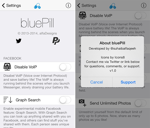 BluePill: Enhances Facebook and Messenger Apps on iPhone