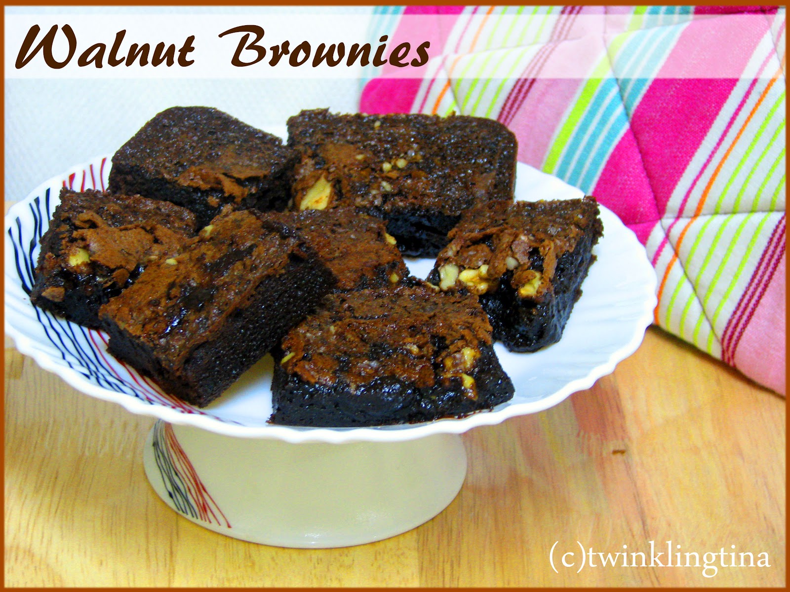 Classic Fudge Walnut Brownies Twinkling Tina Cooks