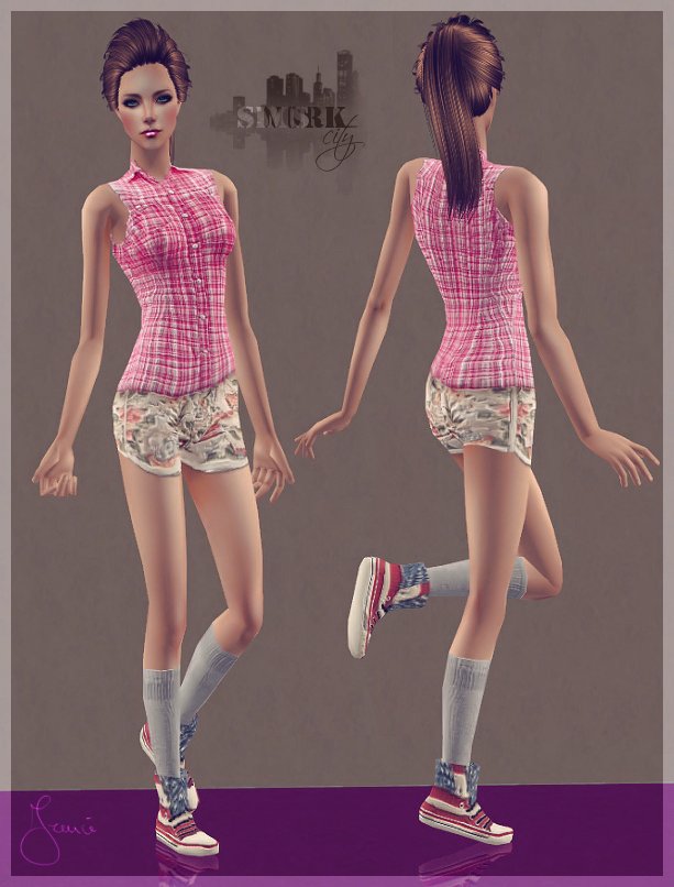 sims -  The Sims 2. Женская одежда: повседневная. Часть 3. - Страница 28 28-+Flowers+shorts+Outfit