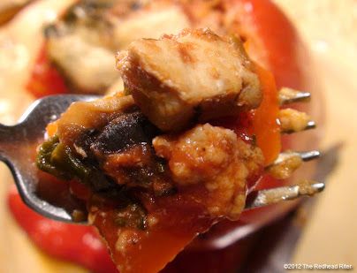 Healthy Baked Chicken Stuffed Red Bell Peppers