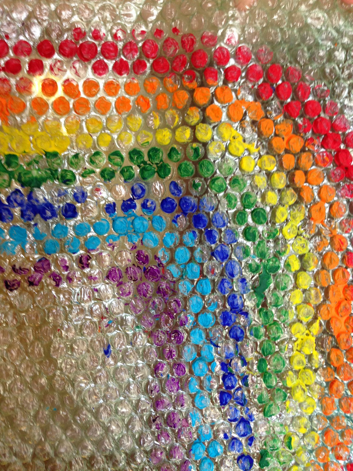 Busy and the Beans Painting on Bubble Wrap