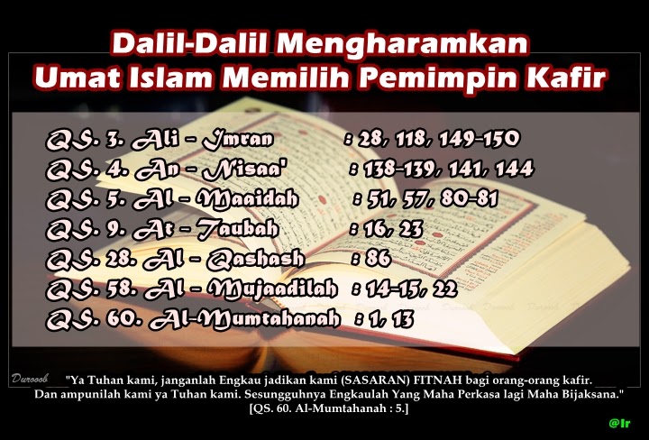 My Life Dalil Dalil Mengharamkan Umat Islam Memilih Pemimpin Kafir
