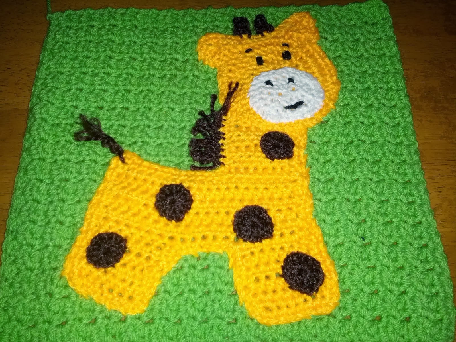 Blooming Lovely WIP Crochet Zoo Blanket Giraffe Applique