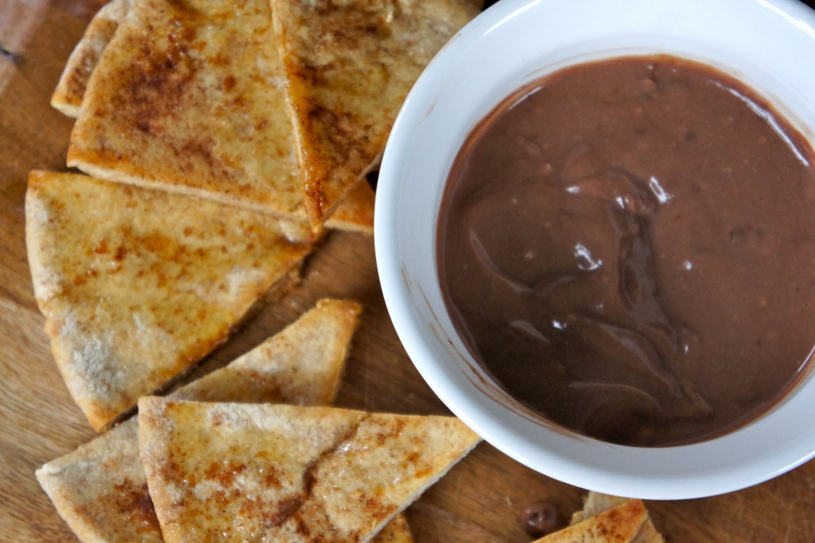 Table for Two. Cinnamon Pita Chips and Cocoa Yogurt Dip