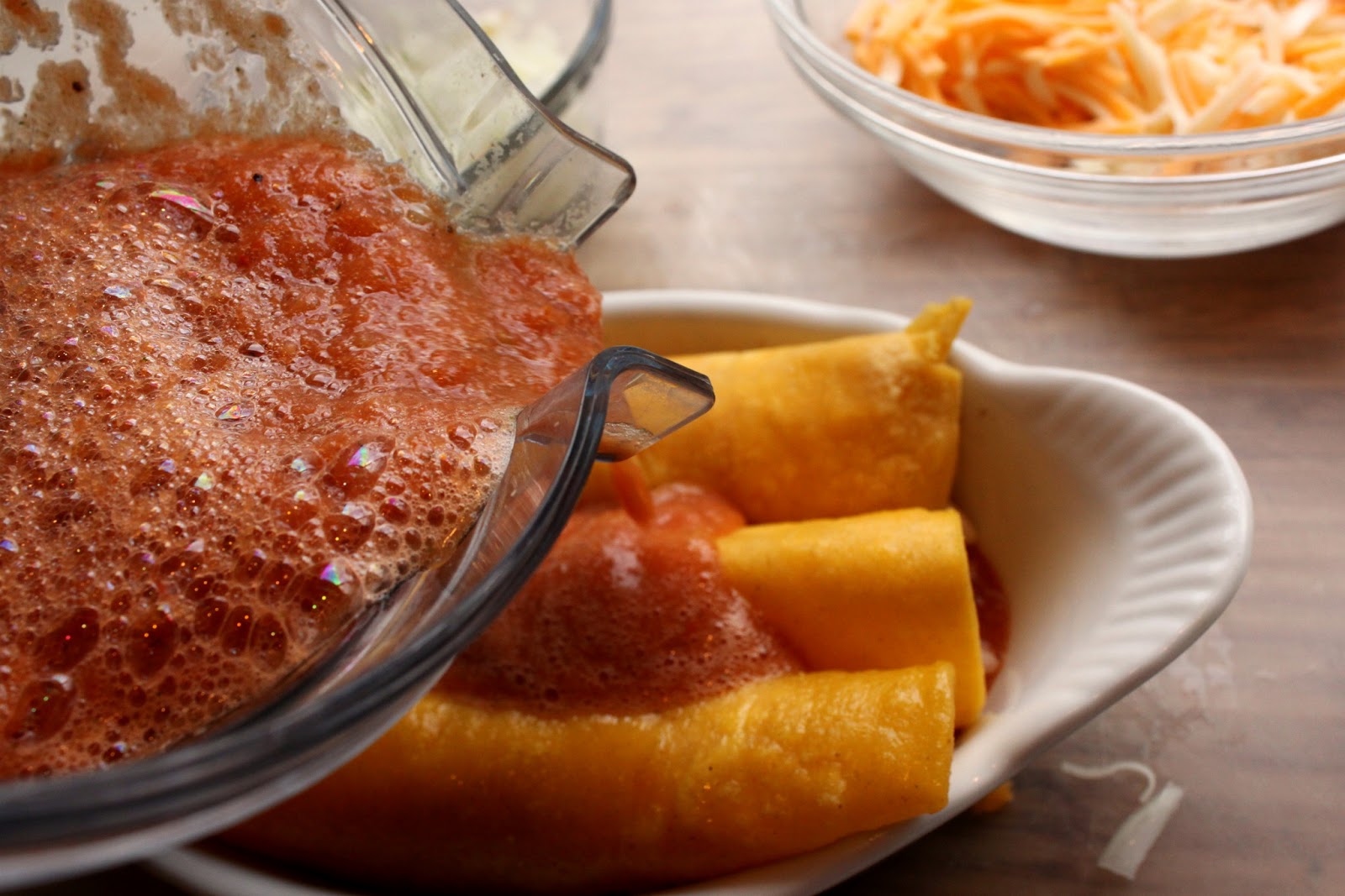 A Feast for the Eyes Entomadas (Enchiladas with fresh tomato sauce)