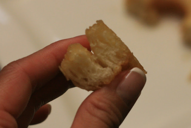 Cross-section of Not Quite Nigella's Cronut showing the flaky layers and double-stacking.