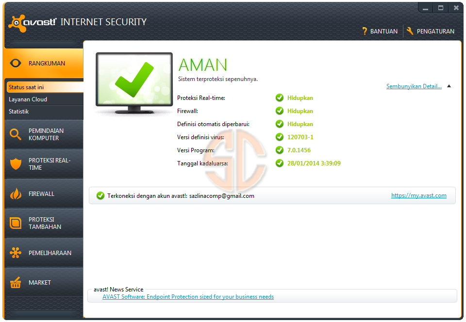 avast! Internet Security 7.0.1456 Full License Key