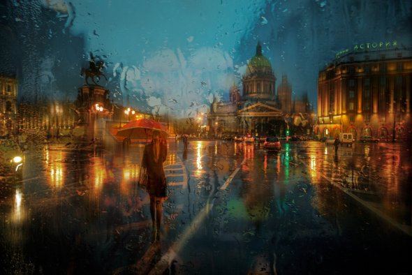 As fotografias de chuva nas cidades que parecem pinturas impressionistas de Eduard Gordeev Eduard Ed Gordeev fotografia como pinturas de aquarela impressionista de cidades na chuva melancolia luzes noite