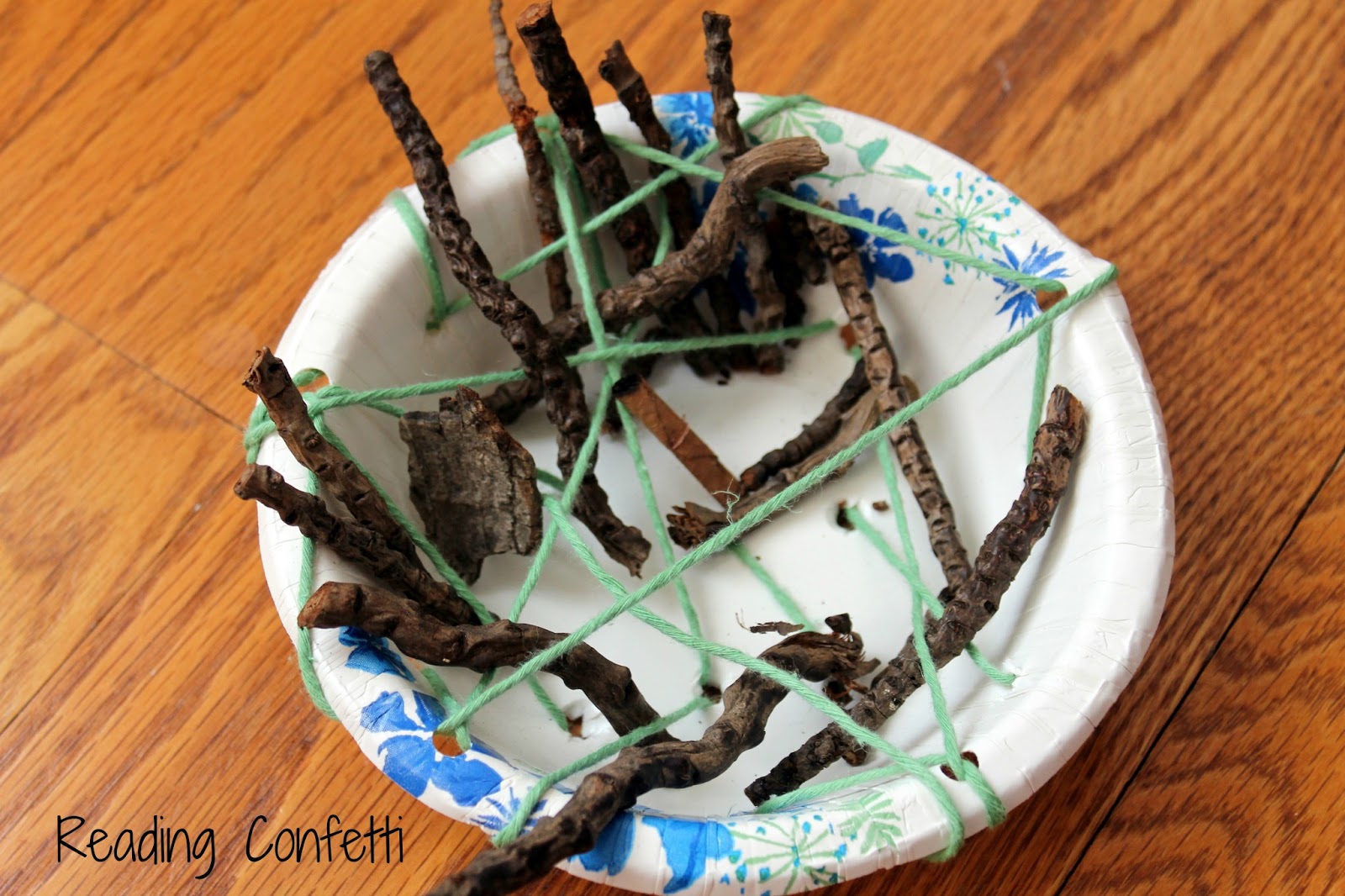 Weaving a Bird's Nest Preschool Craft Reading Confetti