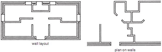 Zig-zag wall layout.