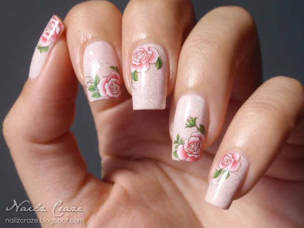 delicate roses nail art - nailz