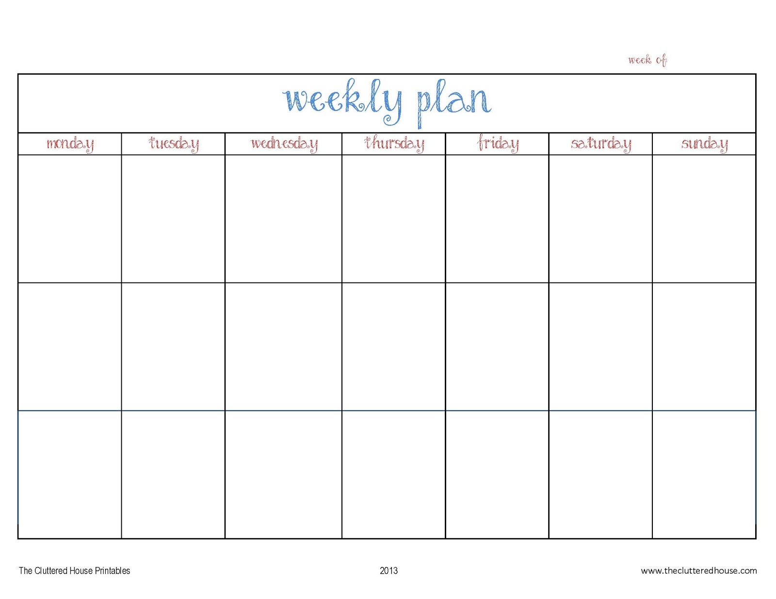 5 day schedule template