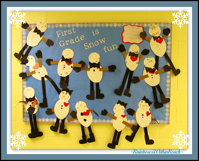 photo of: Winter Bulletin Board: "First Grade is Snow Fun" (via Winter RoundUP at RainbowsWithinReach)