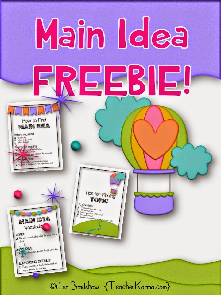 How to find main idea.  free comprehension resources.  teacherkarma.com