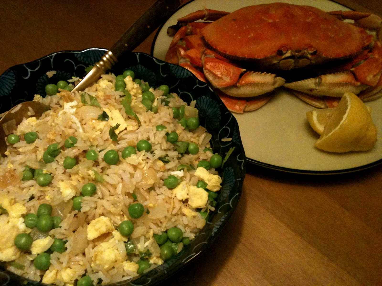 cookng Dungeness Crab and Ginger Egg Fried Rice