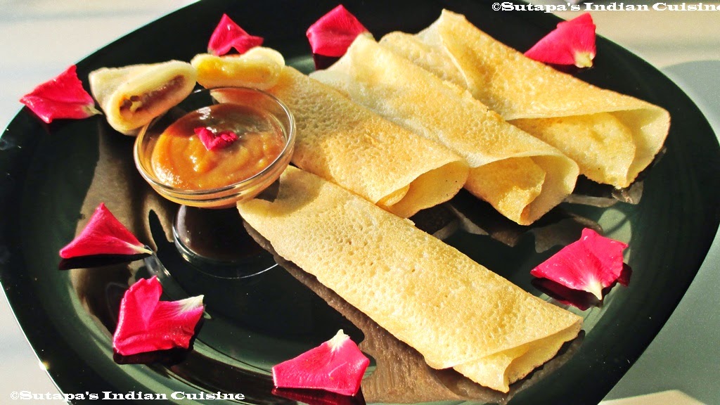 Patishapta/ Bengali Pancake with Chocolate and Jam stuffing Served with