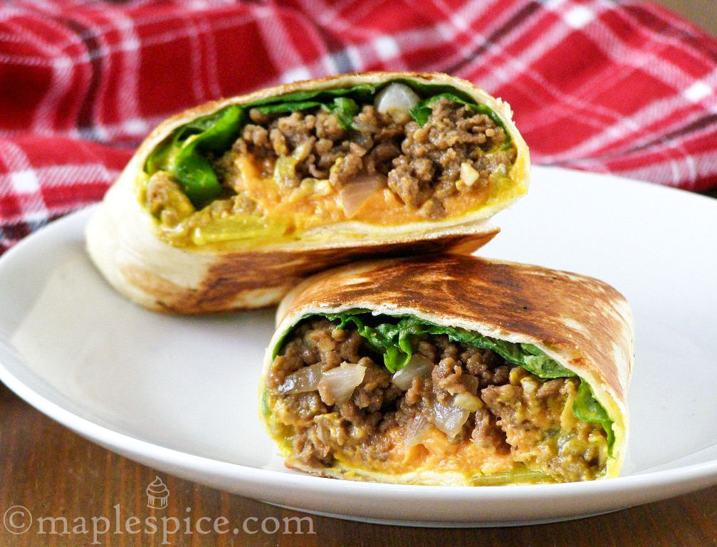 maple•spice PanFried Vegan Cheeseburger Wrap