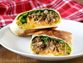 Pan-Fried Vegan Cheeseburger Wrap.