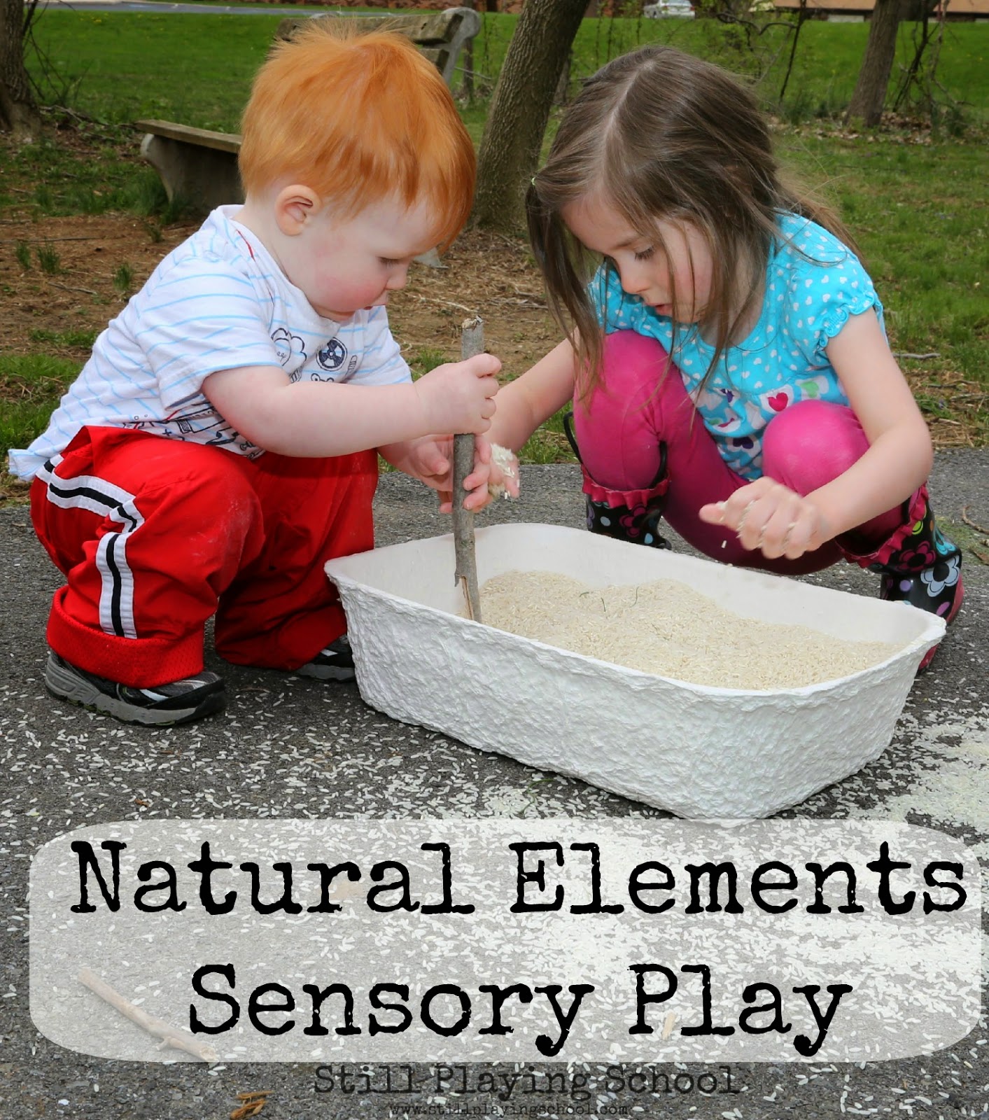 Natural Elements Sensory Play Rice Sensory Bin Challenge Still