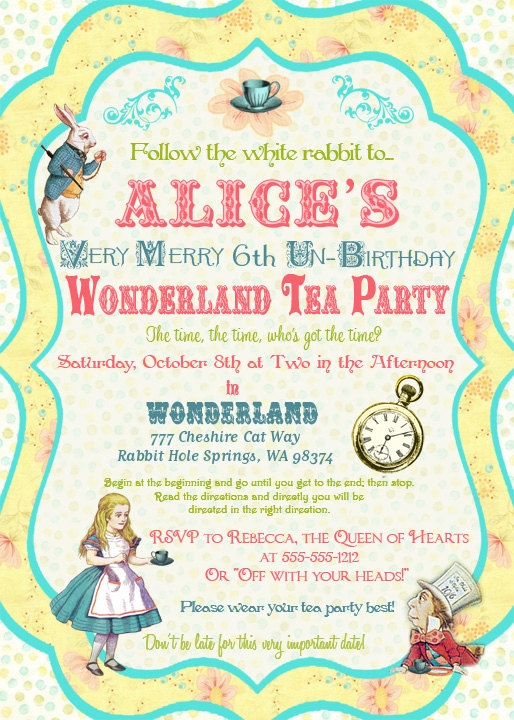 tea party invitation templates printable