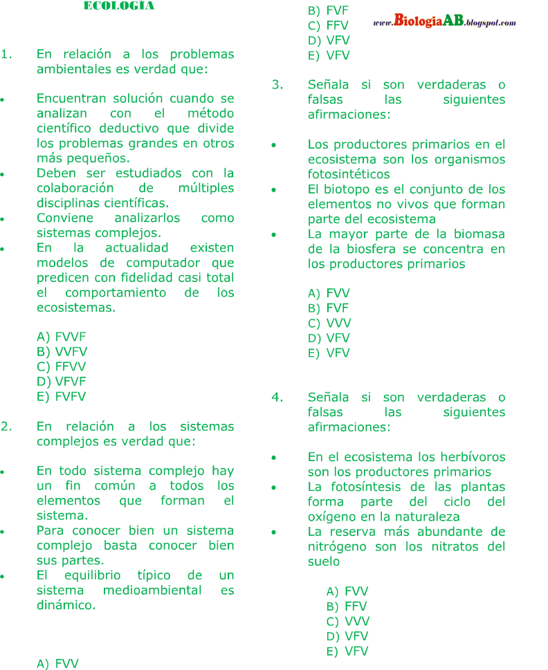 Biologia Preguntas Resueltas Ecologia